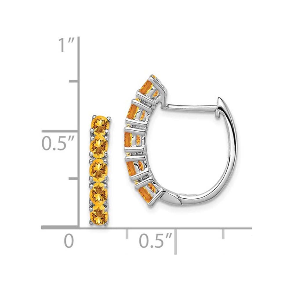 2.20 Carat (ctw) Natural Citrine Hoop Earrings in Sterling Silver Image 3