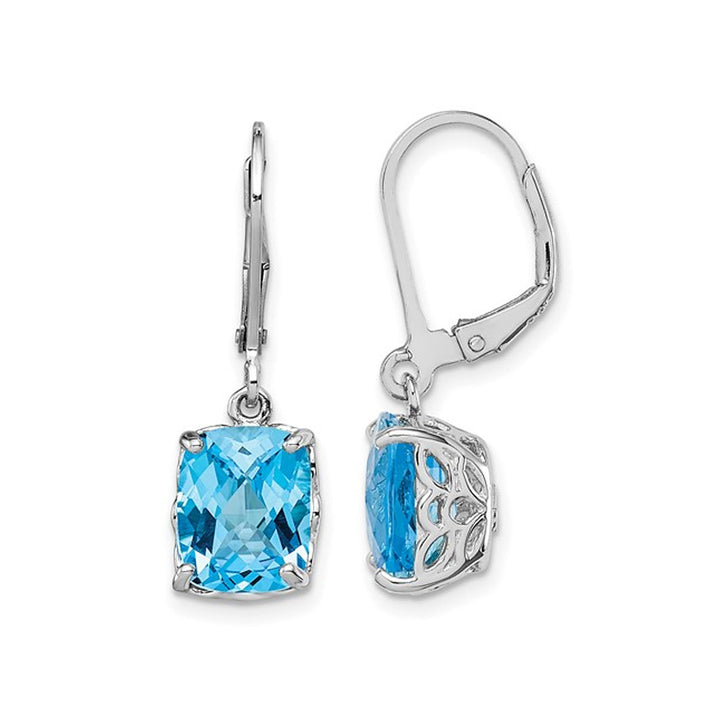 6.80 Carat (ctw) Blue Topaz Dangle Earrings in Sterling Silver Image 1