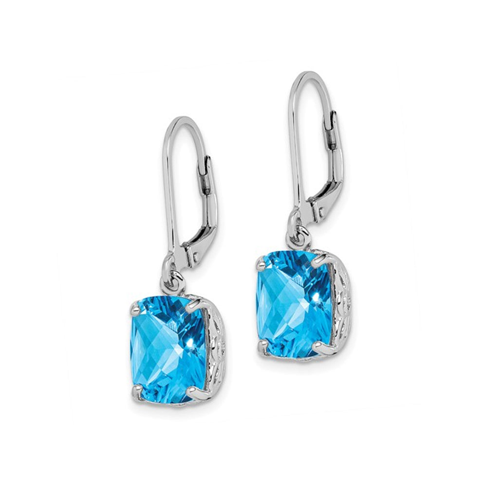 6.80 Carat (ctw) Blue Topaz Dangle Earrings in Sterling Silver Image 2