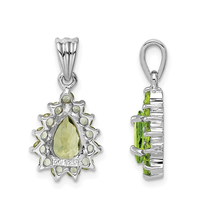 1.30 Carat (ctw) Natural Green Peridot Drop Pendant Necklace in Sterling Silver with Chain Image 3