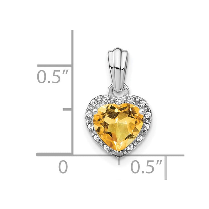 1.40 Carat (ctw) Citrine Heart Pendant Necklace in Sterling Silver with Chain Image 3