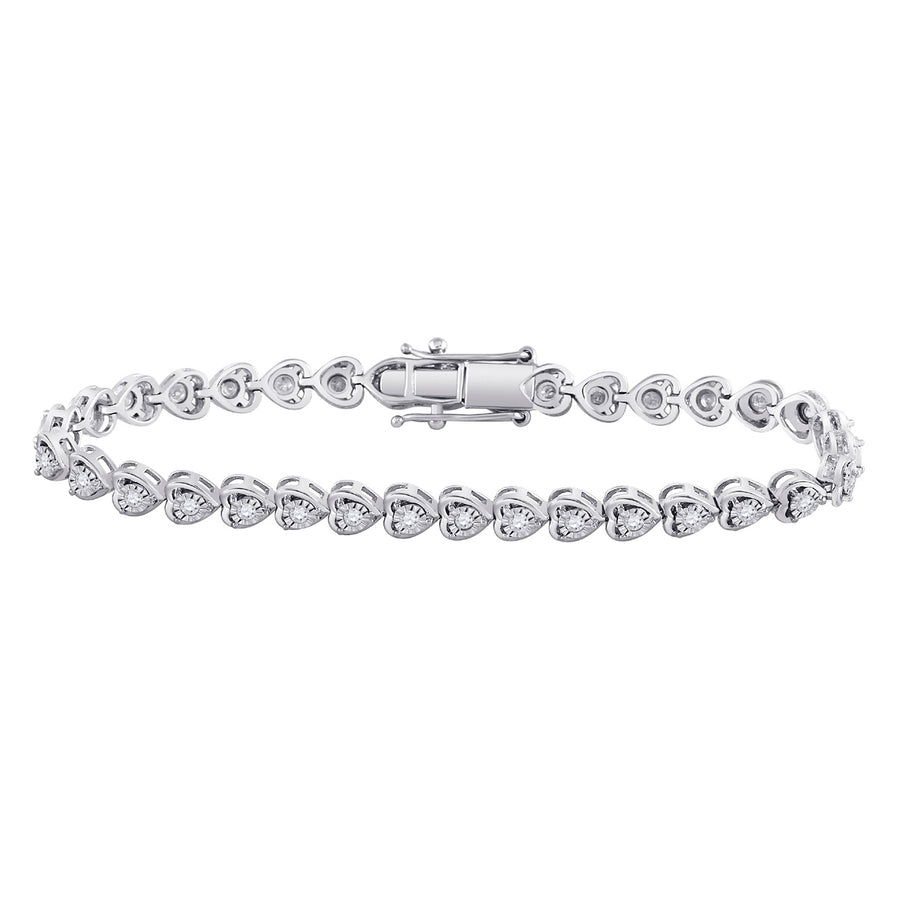 1.00 Carat (ctw G-HI2-3) DiamondLink Heart Bracelet in Sterling Silver Image 1