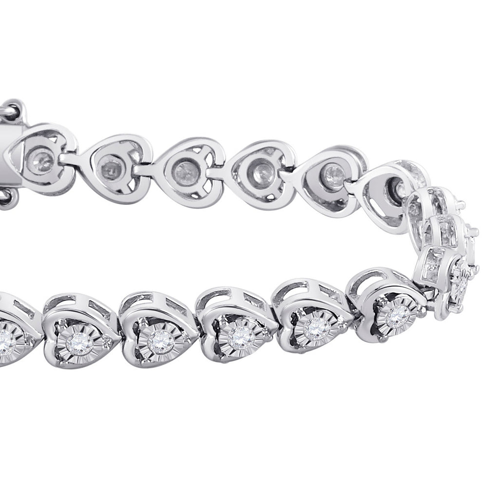 1.00 Carat (ctw G-HI2-3) DiamondLink Heart Bracelet in Sterling Silver Image 2