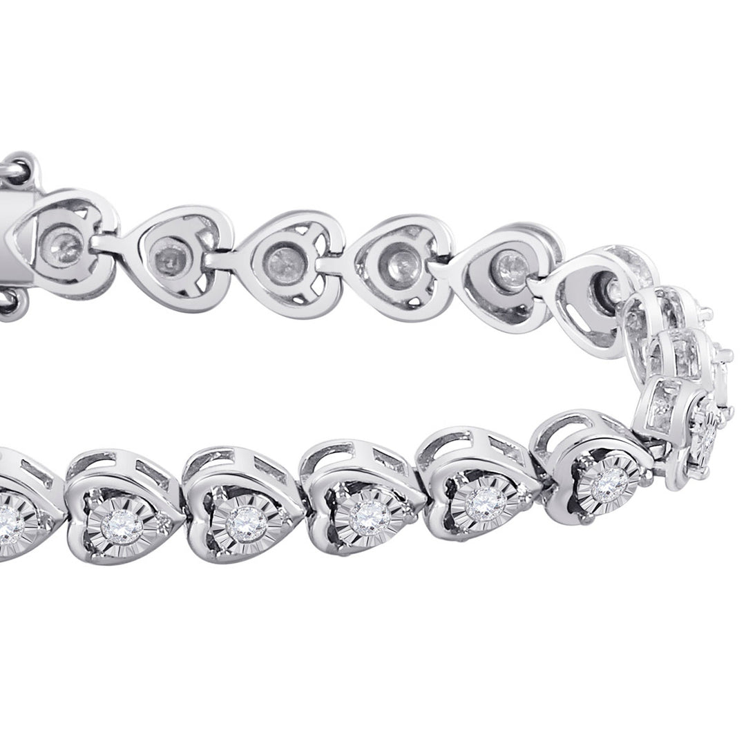 1.00 Carat (ctw G-HI2-3) DiamondLink Heart Bracelet in Sterling Silver Image 2