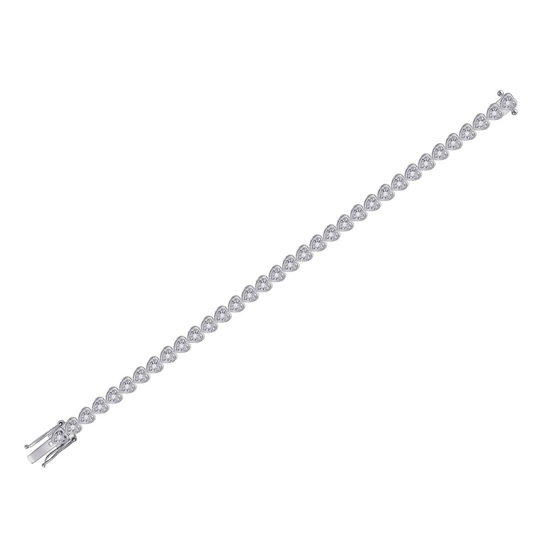 1.00 Carat (ctw G-HI2-3) DiamondLink Heart Bracelet in Sterling Silver Image 3