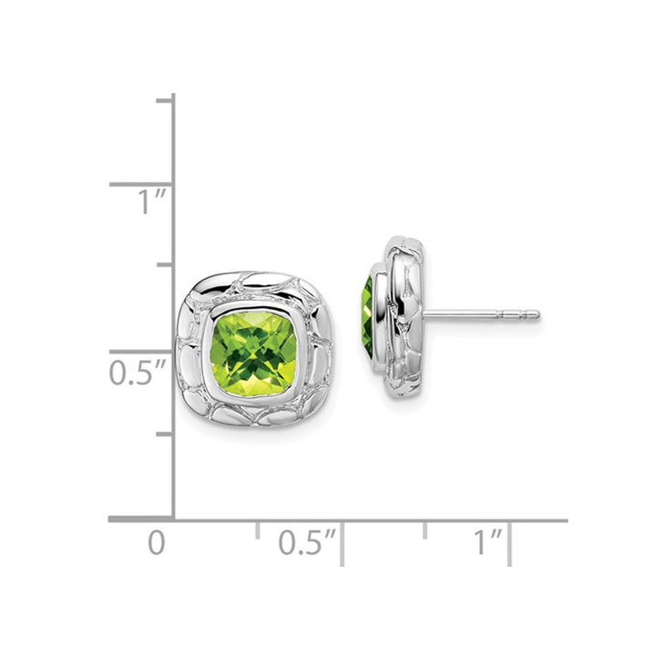 4.00 Carat (ctw) Natural Peridot Solitaire Stud Earrings in Sterling Silver Image 3