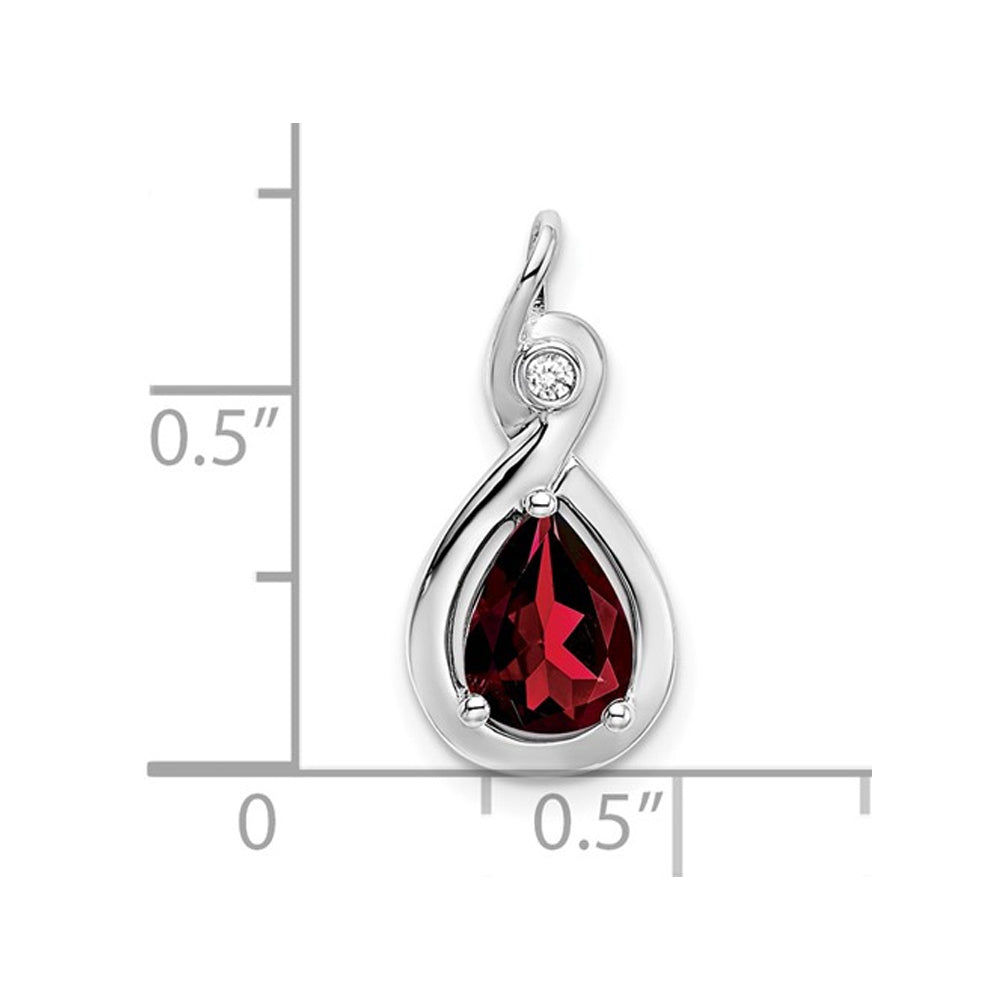 1.40 Carat (ctw) Garnet Drop Pendant Necklace in 14K White Gold with Chain Image 2