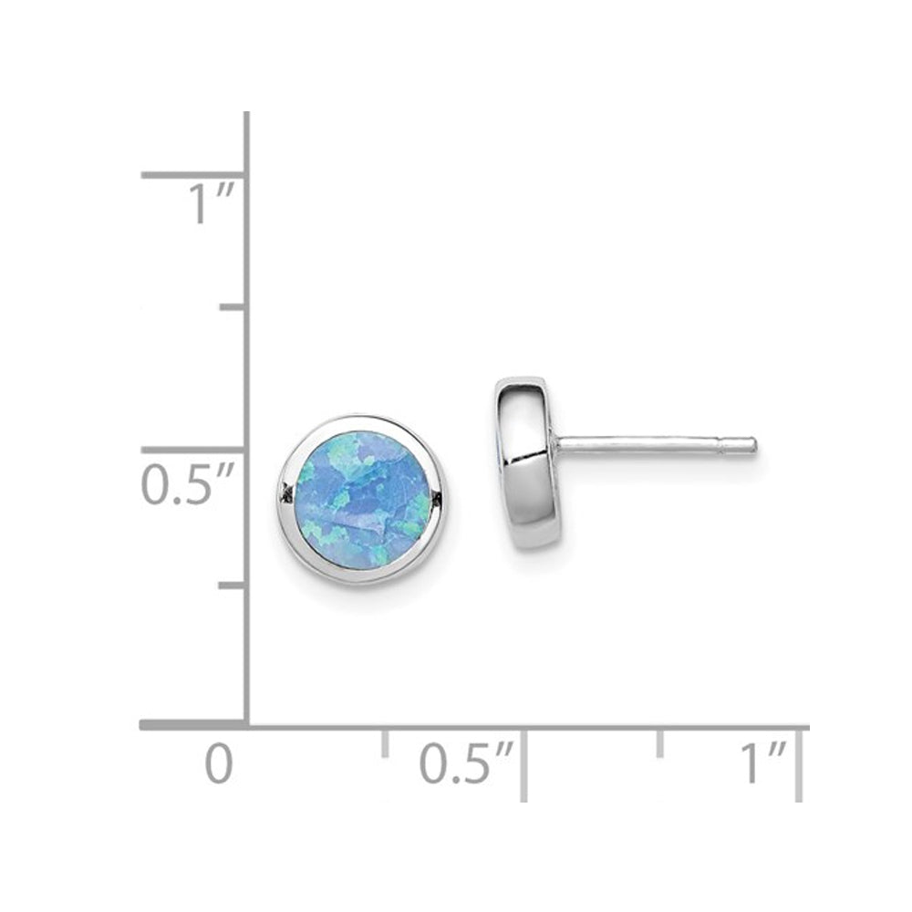 Lab-Created Blue Opal 4mm Solitaire Earrings in Sterling Silver Image 2