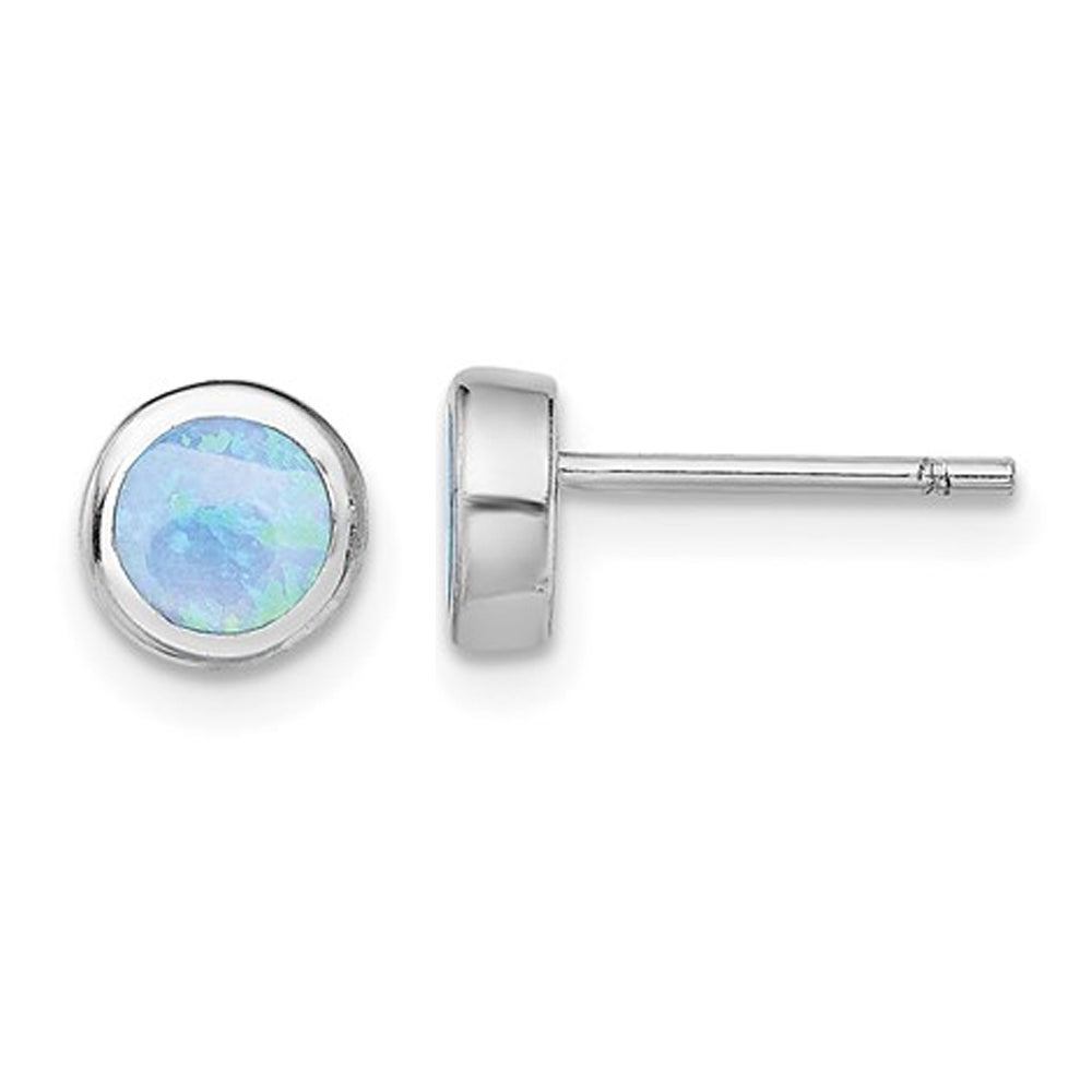 Lab-Created Blue Opal 3mm Solitaire Stud Earrings in Sterling Silver Image 1