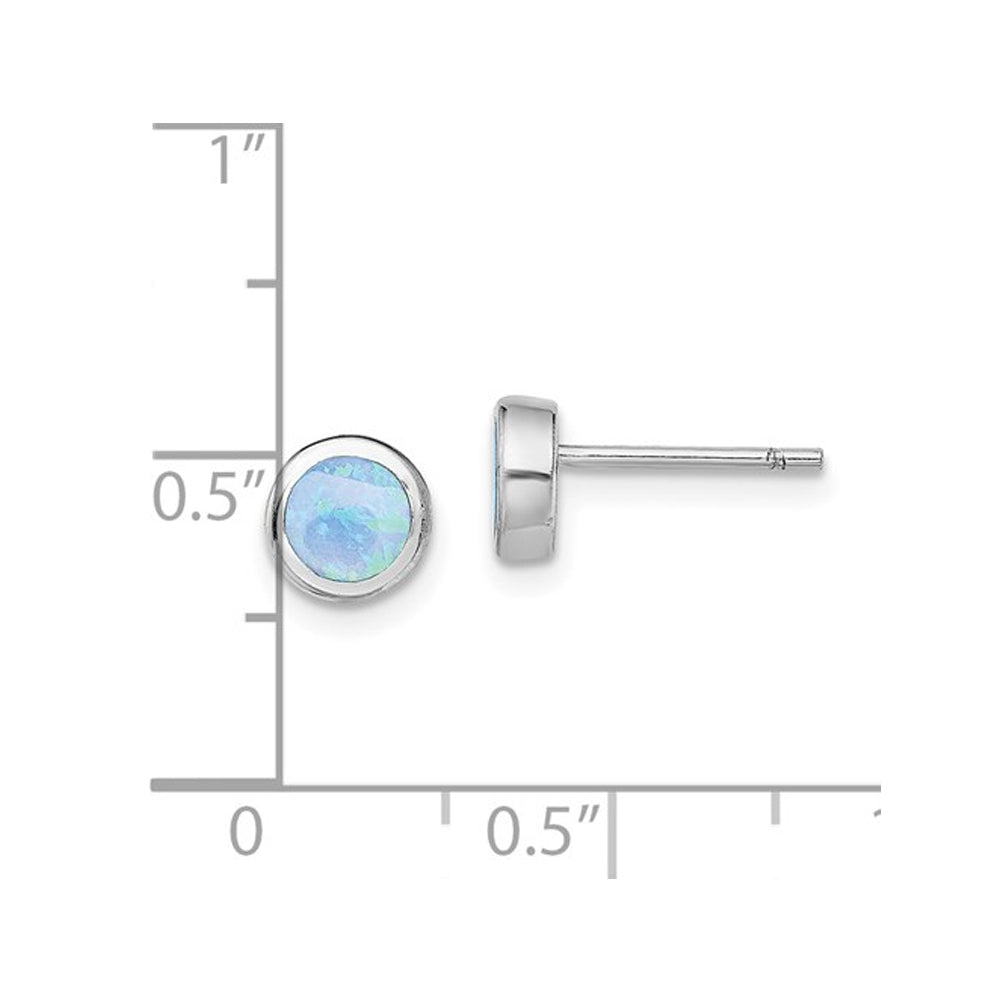 Lab-Created Blue Opal 3mm Solitaire Stud Earrings in Sterling Silver Image 2