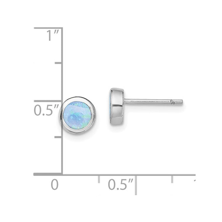 Lab-Created Blue Opal 3mm Solitaire Stud Earrings in Sterling Silver Image 2