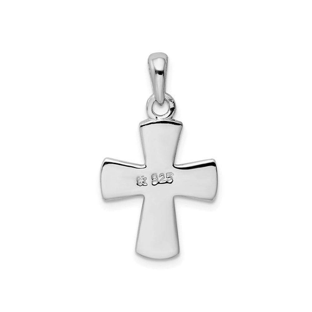 Lab-Created Opal Cross Pendant Necklace in Sterling Silver with Chain Image 2