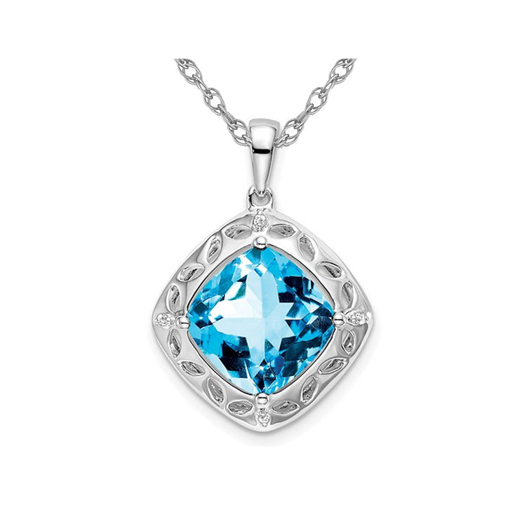 4.25 Carat (ctw) Swiss Blue Topaz Pendant Necklace in Sterling Silver Image 1