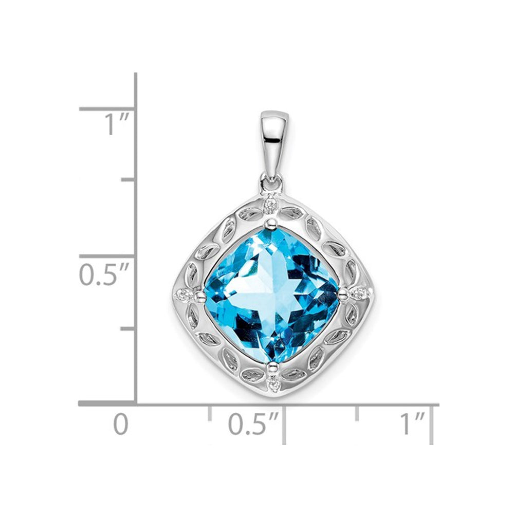 4.25 Carat (ctw) Swiss Blue Topaz Pendant Necklace in Sterling Silver Image 2
