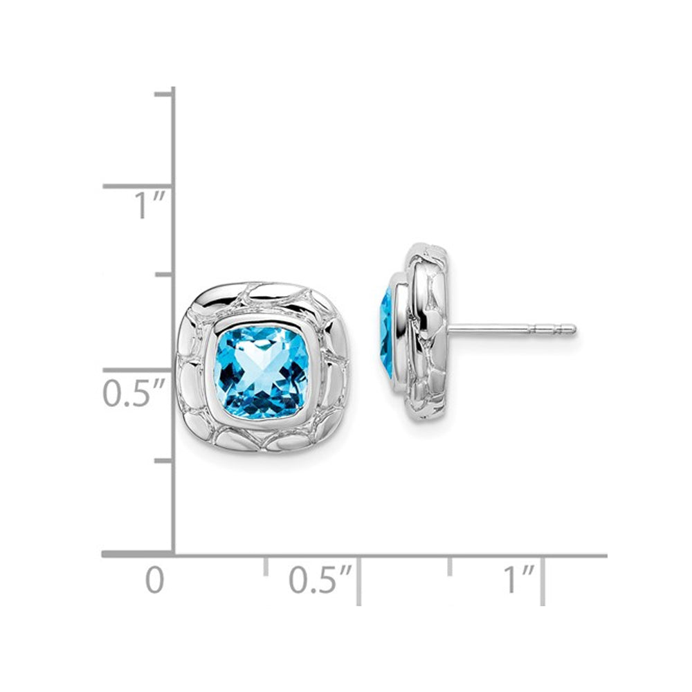 4.00 Carat (ctw) Blue Topaz Button Earrings in Sterling Silver Image 3