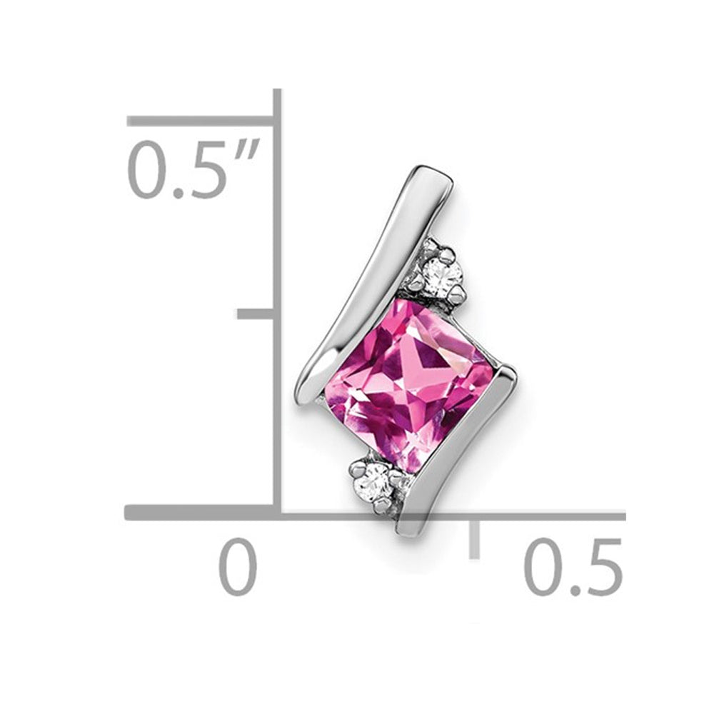 2/3 Carat (ctw) Lab-Created Pink Sapphire Pendant Necklace in Sterling Silver with Chain Image 2