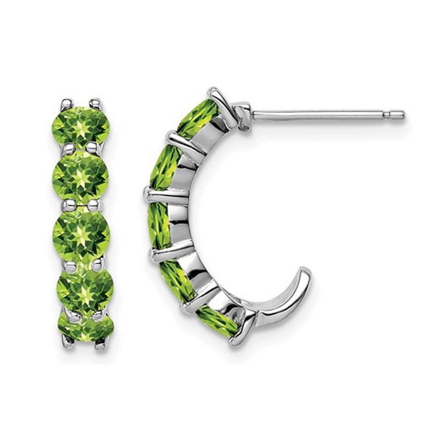 2.30 Carat (ctw) Natural Peridot J-Hoop Earrings in Sterling Silver Image 1