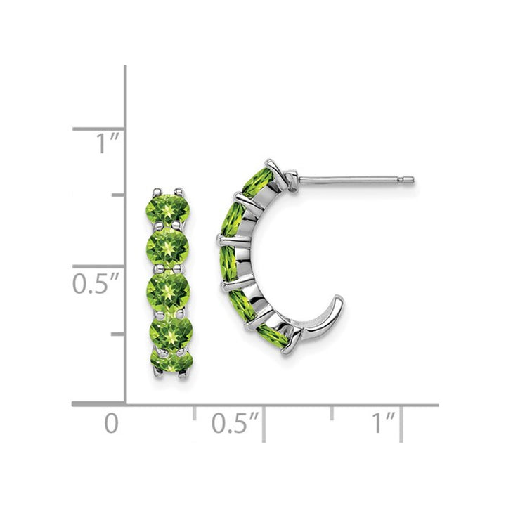 2.30 Carat (ctw) Natural Peridot J-Hoop Earrings in Sterling Silver Image 2