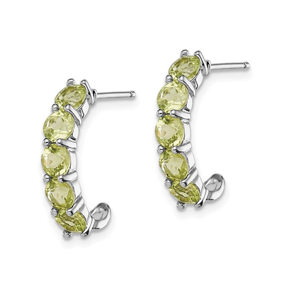 2.30 Carat (ctw) Natural Peridot J-Hoop Earrings in Sterling Silver Image 3