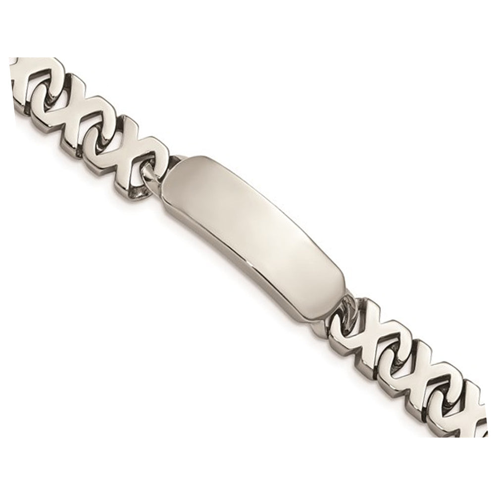 Polished ID Bracelet in Infinity Link Stainless Steel 8.25 Inches Image 2