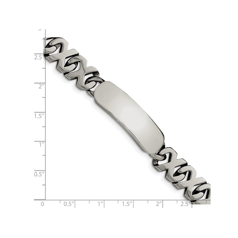 Polished ID Bracelet in Infinity Link Stainless Steel 8.25 Inches Image 4