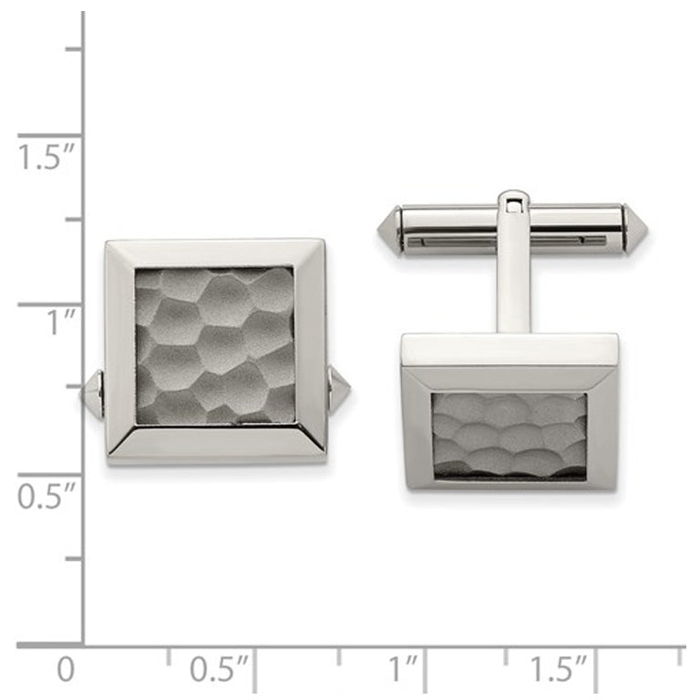 Mens Titanium Hammered Cuff Links Image 2