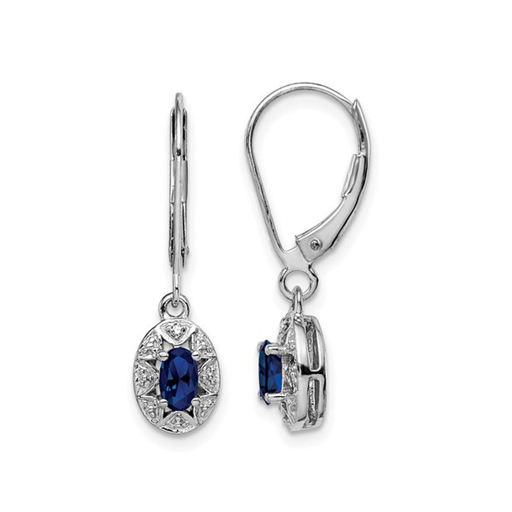 1/2 Carat (ctw) Lab-Created Blue Sapphire Dangle Earrings in Sterling Silver Image 1