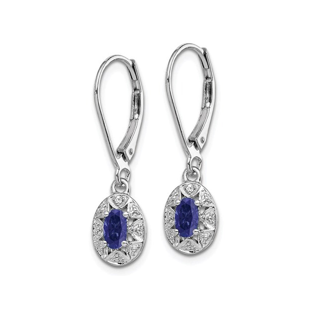 1/2 Carat (ctw) Lab-Created Blue Sapphire Dangle Earrings in Sterling Silver Image 2