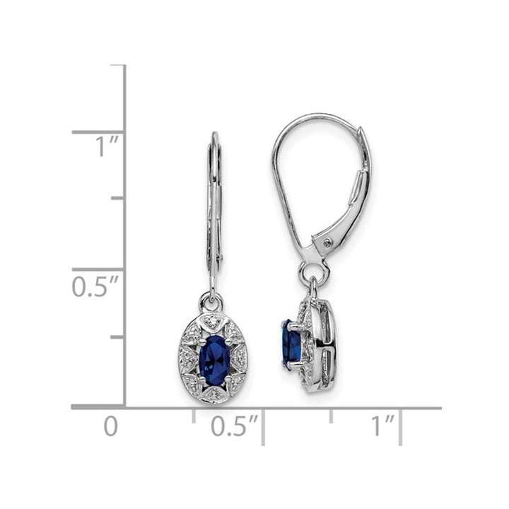 1/2 Carat (ctw) Lab-Created Blue Sapphire Dangle Earrings in Sterling Silver Image 3