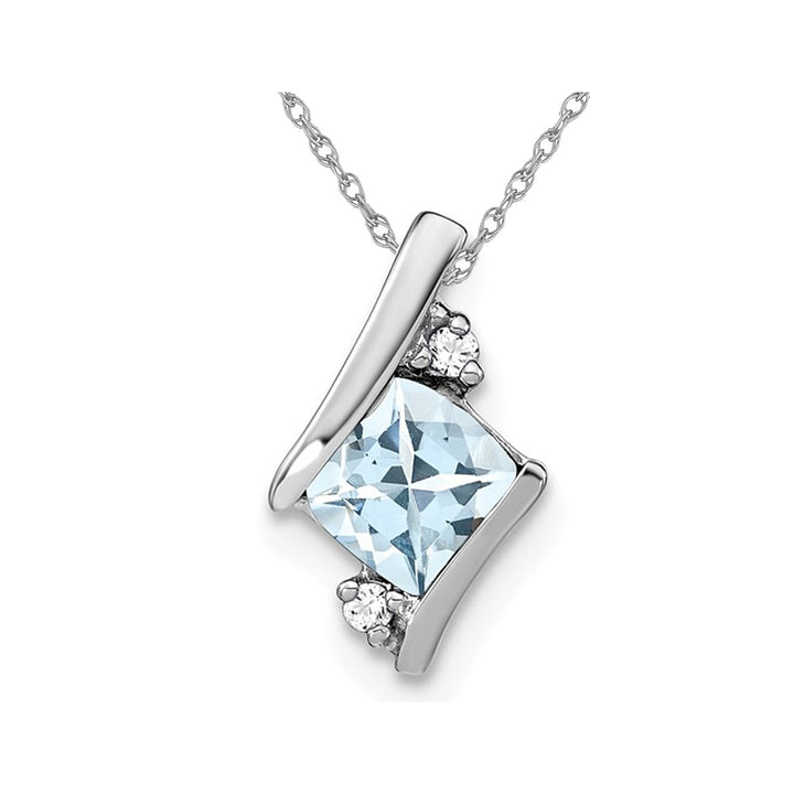 1/2 Carat (ctw) Cushion Cut Aquamarine Pendant Necklace in Sterling Silver with Chain Image 1