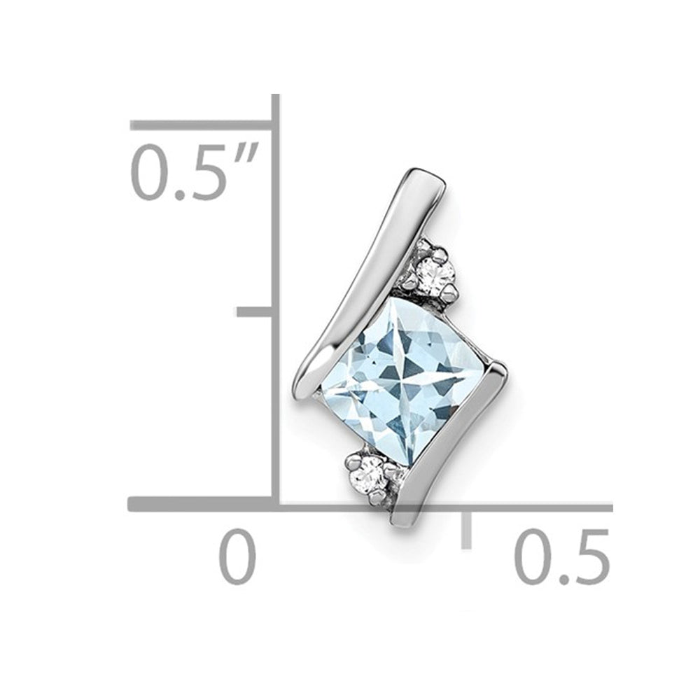 1/2 Carat (ctw) Cushion Cut Aquamarine Pendant Necklace in Sterling Silver with Chain Image 2