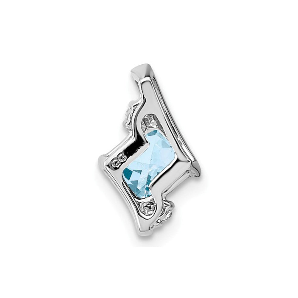 1/2 Carat (ctw) Cushion Cut Aquamarine Pendant Necklace in Sterling Silver with Chain Image 3