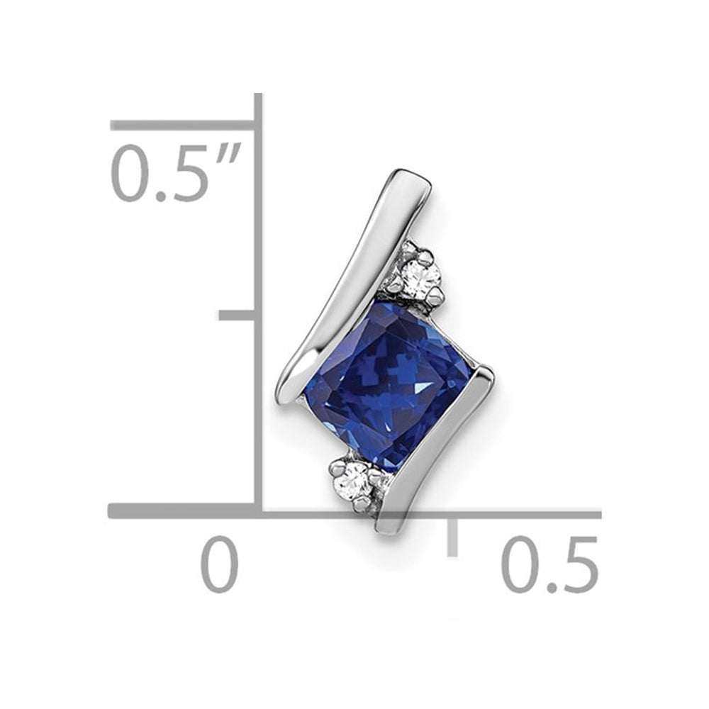 2/3 Carat (ctw) Lab-Created Blue Sapphire Pendant Necklace in Sterling Silver with Chain Image 2