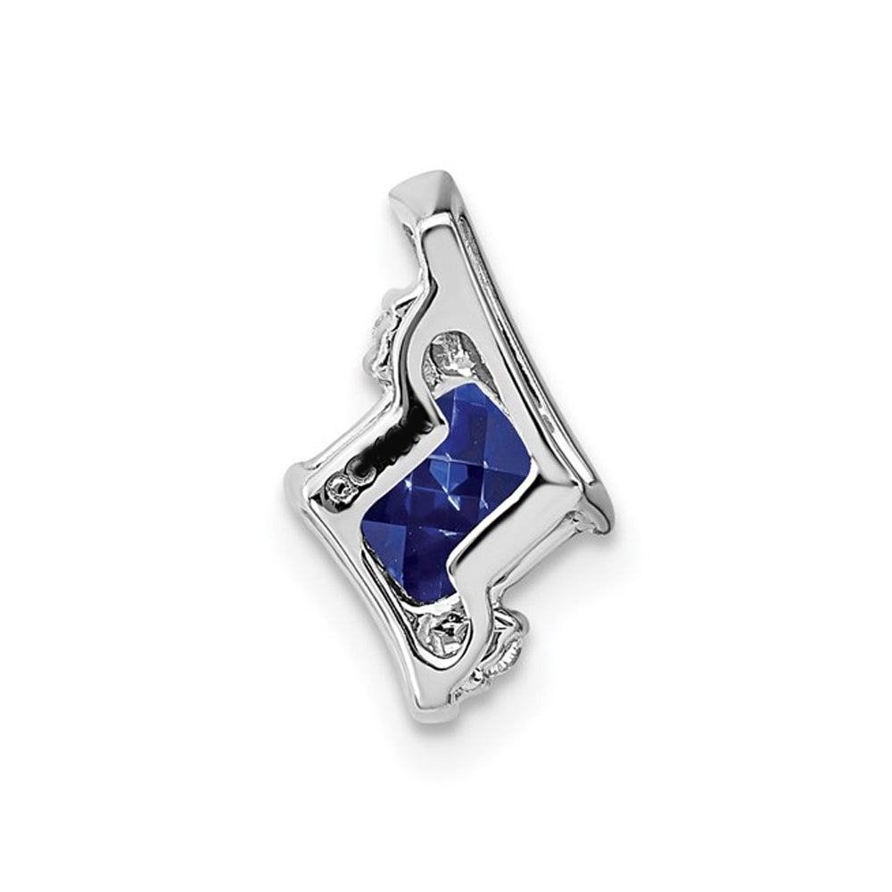 2/3 Carat (ctw) Lab-Created Blue Sapphire Pendant Necklace in Sterling Silver with Chain Image 3