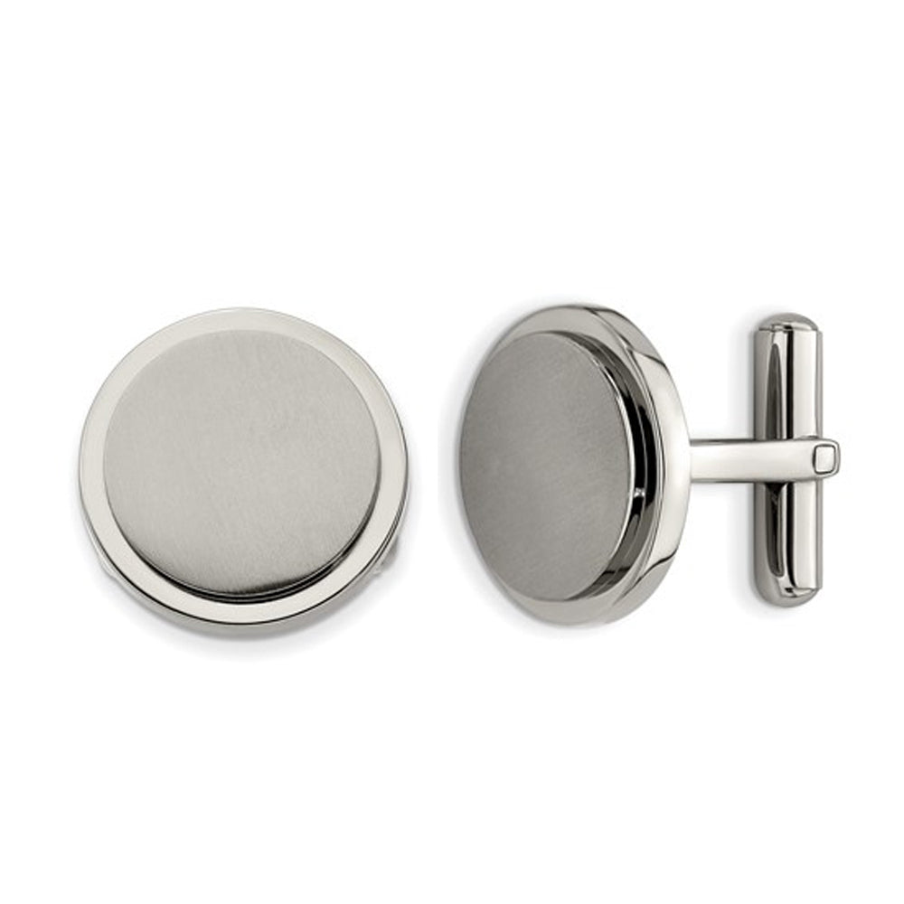 Mens Titanium Brushed and Polished Cuff Links Image 1