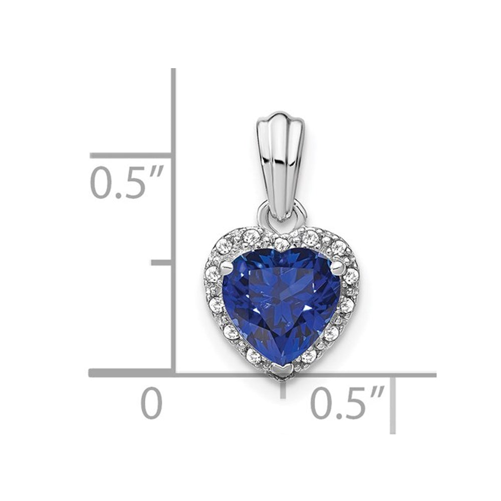 1.50 Carat (ctw) Lab-Created Blue Sapphire Heart Pendant Necklace in Sterling Silver with Chain Image 2