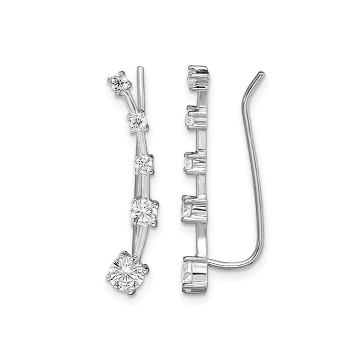 Cubic Zirconia (CZ) Climber Earrings in Sterling Silver Image 1