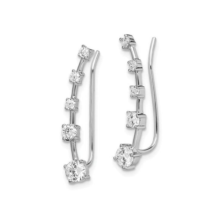 Cubic Zirconia (CZ) Climber Earrings in Sterling Silver Image 3