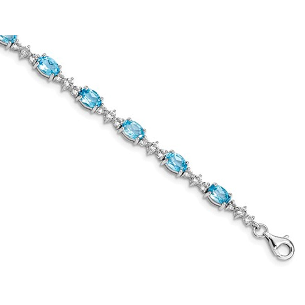 6.65 Carat (ctw) Swiss Blue Topaz Bracelet in Sterling Silver (7.00 Inches) Image 2