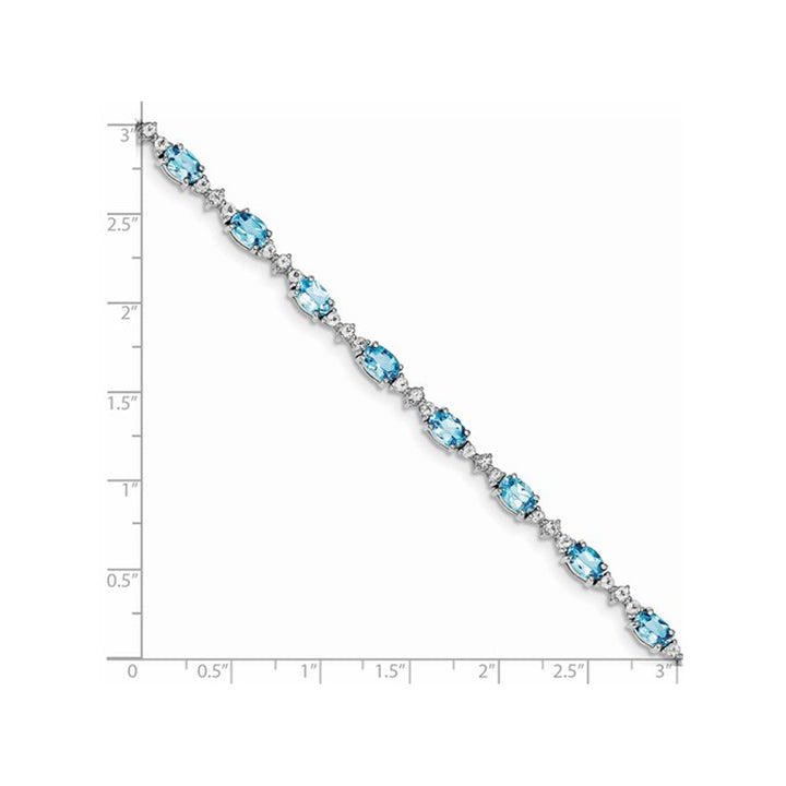 6.65 Carat (ctw) Swiss Blue Topaz Bracelet in Sterling Silver (7.00 Inches) Image 3