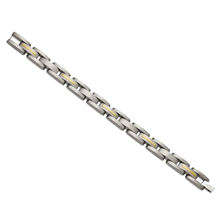 Mens Chisel Link Bracelet in Titanium with 14K Gold Inlay (8.50 inches) Image 3