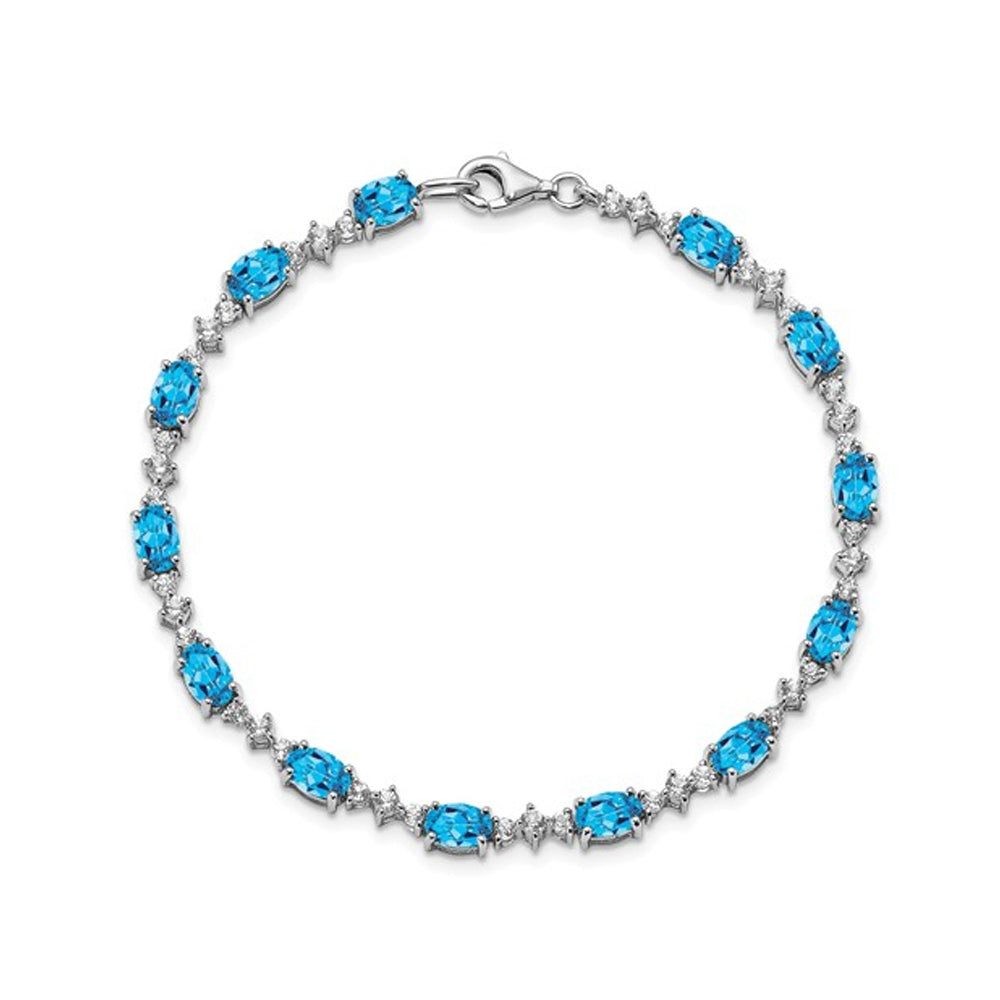 6.65 Carat (ctw) Swiss Blue Topaz Bracelet in Sterling Silver (7.00 Inches) Image 4