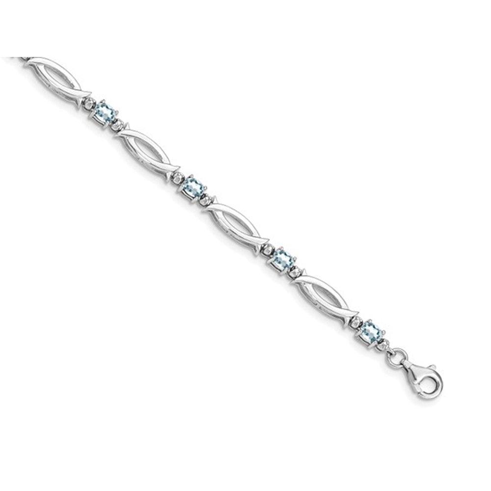 1.30 carat (ctw) Aquamarine Bracelet in Polished Sterling Silver Image 4