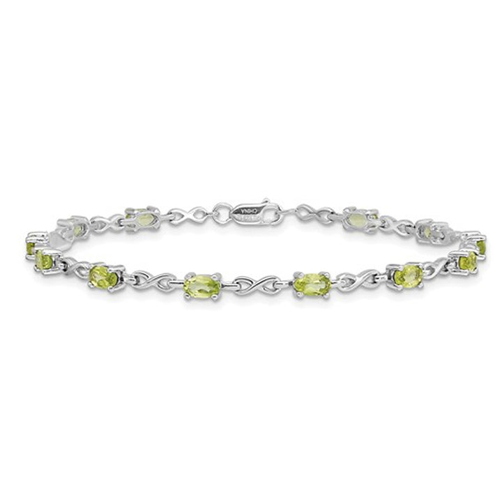 Natural Green Peridot Infinity Bracelet 2.85 Carat (ctw) in Sterling Silver Image 1