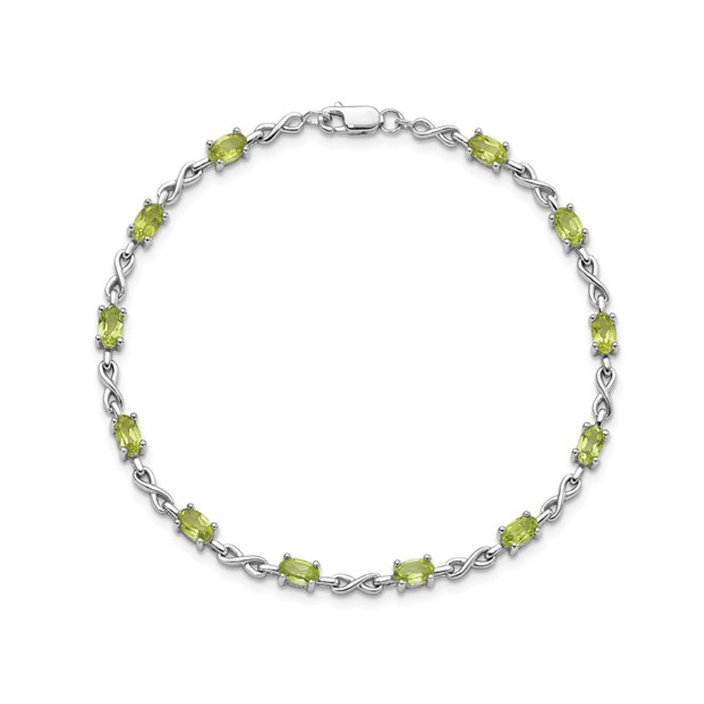 Natural Green Peridot Infinity Bracelet 2.85 Carat (ctw) in Sterling Silver Image 2