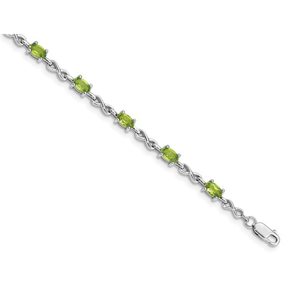 Natural Green Peridot Infinity Bracelet 2.85 Carat (ctw) in Sterling Silver Image 4