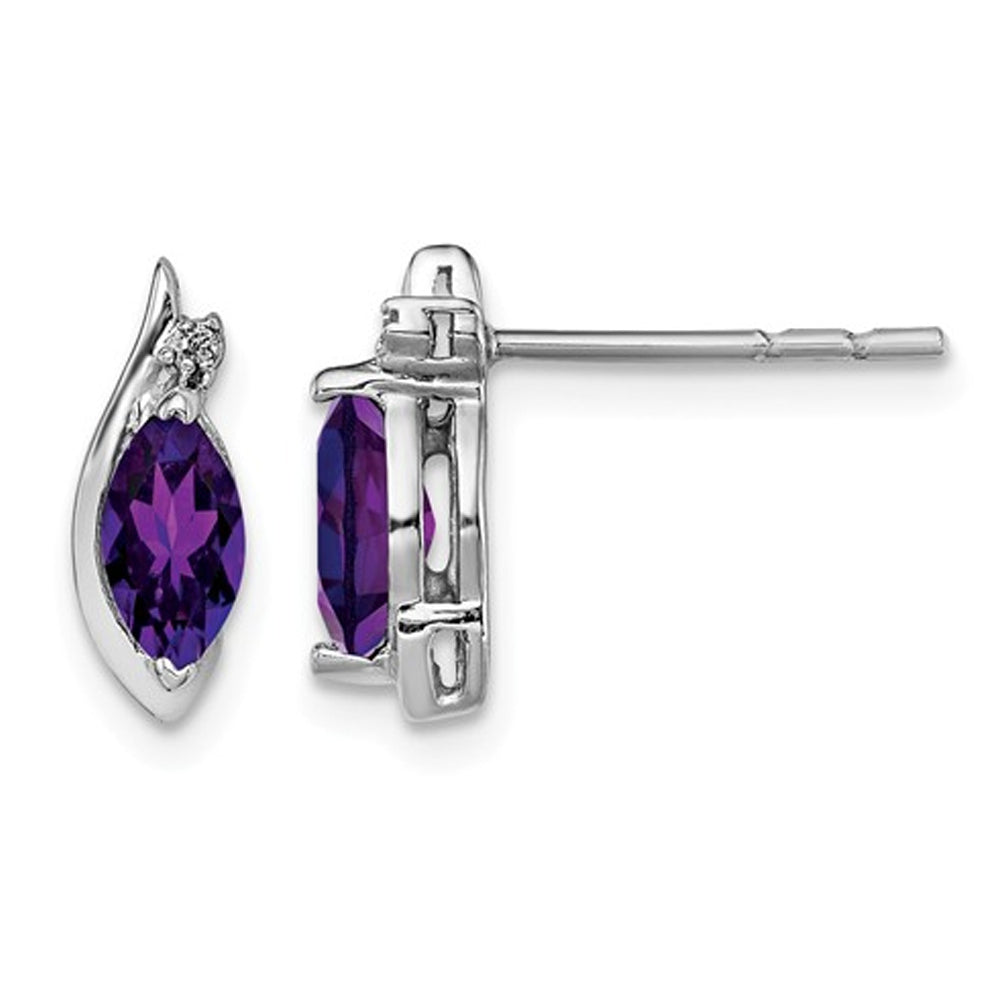 7/10 Carat (ctw) Natural Marquise Amethyst Post Earrings in Sterling Silver Image 1