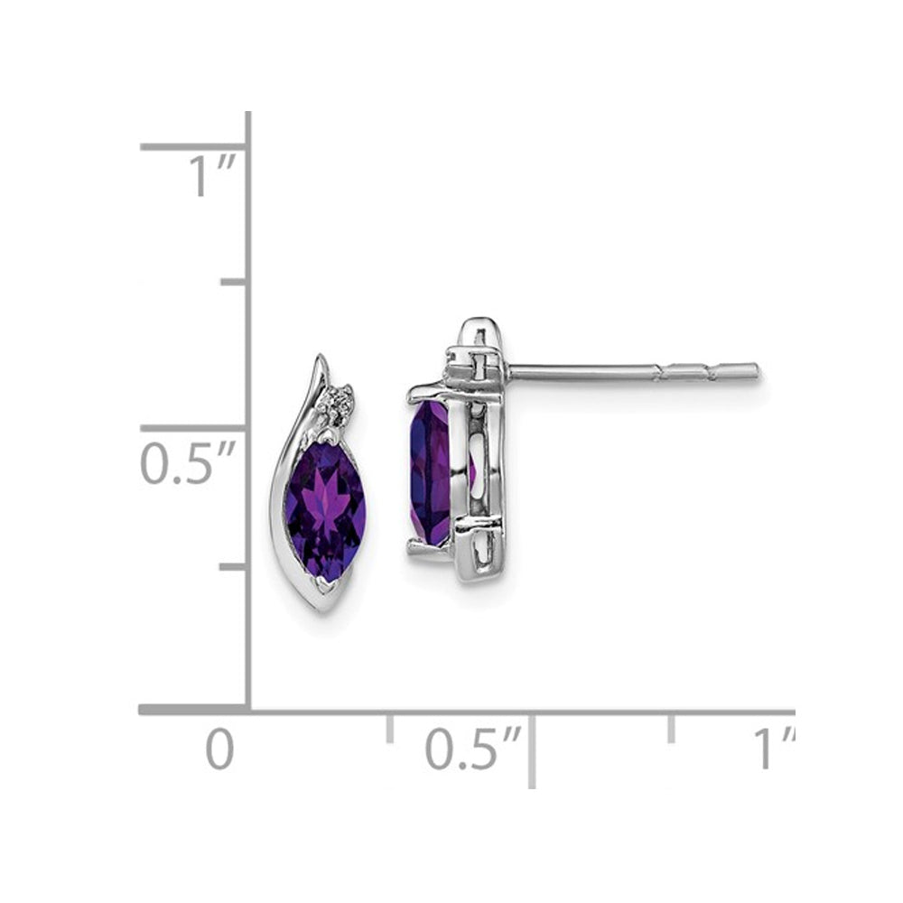 7/10 Carat (ctw) Natural Marquise Amethyst Post Earrings in Sterling Silver Image 2