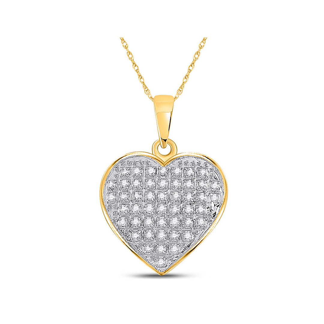 1/7 Carat (ctw) Diamond Heart Pendant Necklace in 10K Yellow Gold Image 1