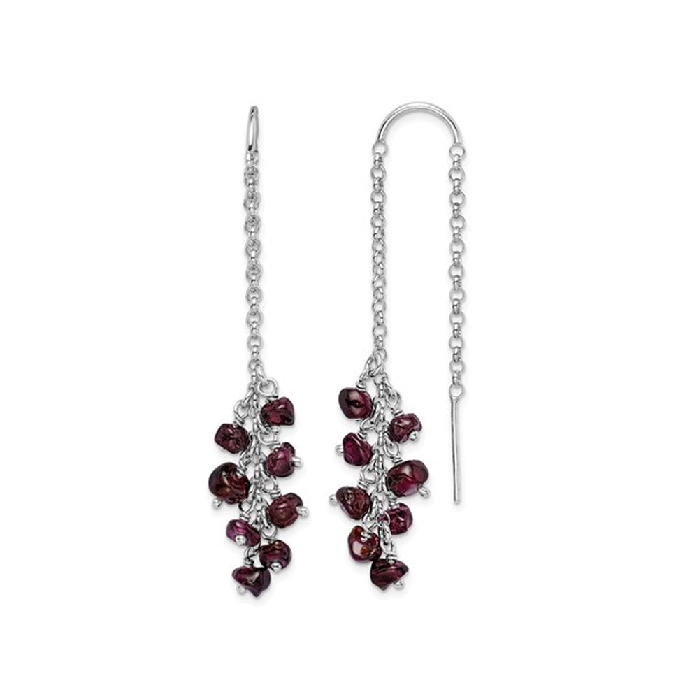 1.76 Carats (ctw) Garnet Dangle Earrings in Sterling Silver Image 1